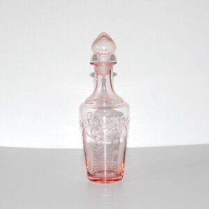 Pink Depression Glass Etched Decanter